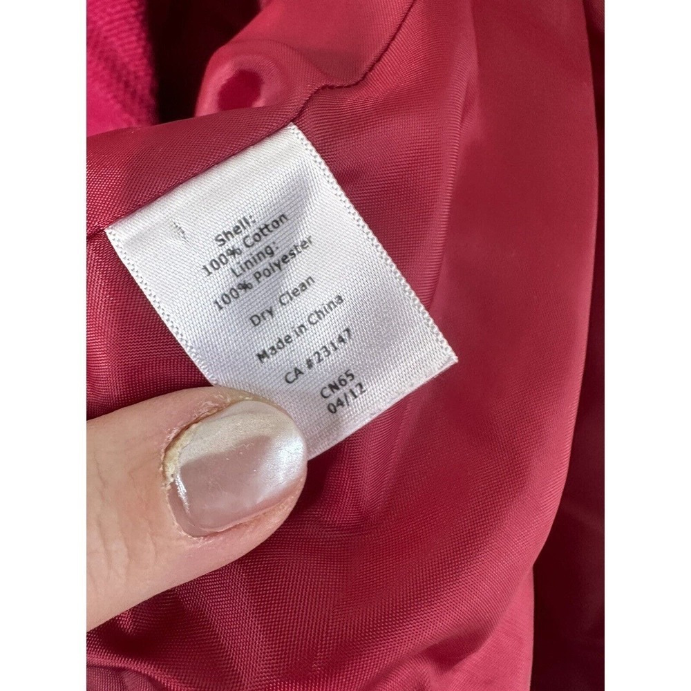 Talbots Sz 10 Blazer Red Tweed BOne Button Cotton Classic Office Career Magenta﻿ - Picture 7 of 9